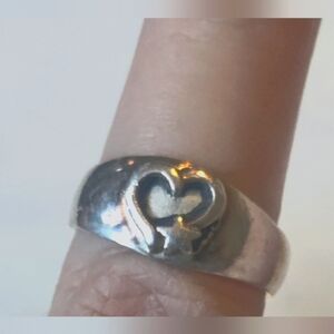 Silver Heart and Star Ring